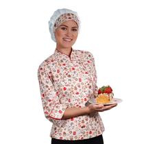 Dólmã Para Chef De Cozinha Estampa Café Uniforme 100% Algodão Para Cozinheira Cafeteria Padaria Confeitaria Dólmã Para Chef De Cozinha Estampa Café Uniforme 100% Algodão Para Cozinheira Cafeteria Padaria Confeitaria