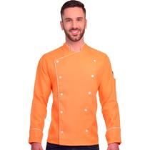 Dólmã Para Chef De Cozinha Salmão Laranja Uniforme Profissional Cozinha Restauante Padaria Lancheria