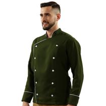Dólmã Unissex Para Chef De Cozinha Gambuza Verde Musgo Uniforme Cozinheiro Restaurante Hamburgueria Pizzaria