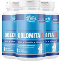 Dolomita D Cálcio Magnésio 950mg 3 X 120 Cápsulas - Unilife