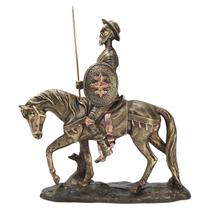 Dom Quixote De La Mancha No Cavalo Com Lança 27cm de Resina - M3 Decoração