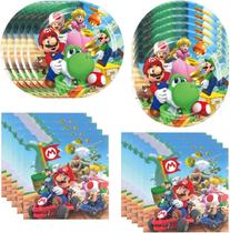 DoMiDoLa 40 peças de artigos para festa Super Bros com pratos e guardanapos DoMiDoLa 40 peças de artigos para festa Super Bros com pratos e guardanapos