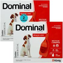 Dominal pipeta para cães 1 a 5kg 0,5ml vermelho kit com 2 prevenção pulgas e carrapatos