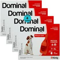 Dominal pipeta para cães 1 a 5kg 0,5ml vermelho kit com 4 prevenção pulgas e carrapatos