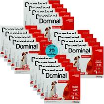 Dominal pipeta para cães 10,1 a 25kg 2,5ml vermelho 3 unid. kit com 20 cxs prevenção de pulgas e carrapatos