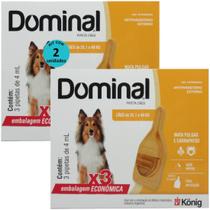 Dominal pipeta para cães 25,1 a 40kg 4ml laranja 3 unid. kit com 2 cxs prevenção de pulgas e carrapatos