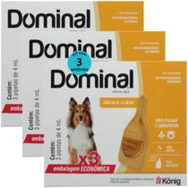 Dominal pipeta para cães 25,1 a 40kg 4ml laranja 3 unid. kit com 3 cxs prevenção de pulgas e carrapatos