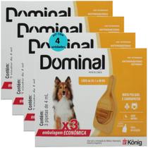 Dominal pipeta para cães 25,1 a 40kg 4ml laranja 3 unid. kit com 4 cxs prevenção de pulgas e carrapatos