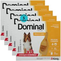 Dominal pipeta para cães 25,1 a 40kg 4ml laranja 3 unid. kit com 5 cxs prevenção de pulgas e carrapatos