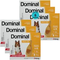 Dominal pipeta para cães 25,1 a 40kg 4ml laranja 3 unid. kit com 6 cxs prevenção de pulgas e carrapatos