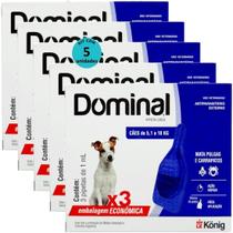Dominal pipeta para cães 5,1 a 10kg 1ml azul 3 unid. kit com 5 cxs prevenção de pulgas e carrapatos