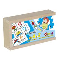 Dominó alfabeto ilustrado de a a z madeira educativo caixa Dominó alfabeto ilustrado de a a z madeira educativo caixa