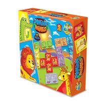 Dominó Animais 28 peças Brinquedo Infantil Educativo