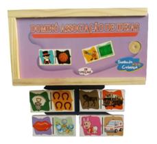 Dominó Associação De Idéias Pedagógico 28 Peças Em Madeira