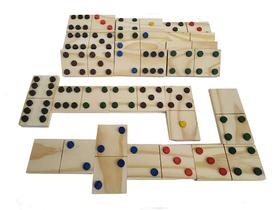 Domino braile gigante em madeira 28 peças