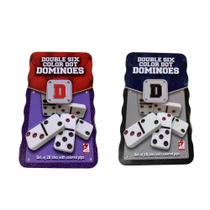 Dominó C/ Caixa Metálica 28 Peças Pedra De Osso Profissional Dominó C/ Caixa Metálica 28 Peças Pedra De Osso Profissional