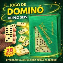 Dominó Clássico 28 Peças Estojo Verde Compacto Fácil Transporte Diversão presente