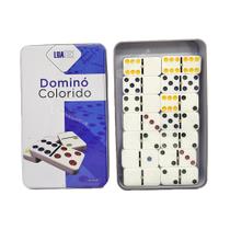 Domino Com Estojo Em Lata 28 Peças Coloridas Brincadeira LK510F Domino Com Estojo Em Lata 28 Peças Coloridas Brincadeira LK510F