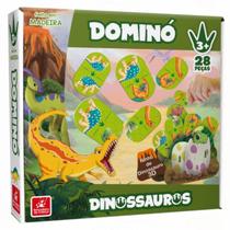 Dominó de Madeira Dinossauros 28 pcs Dominó de Madeira Dinossauros 28 pcs