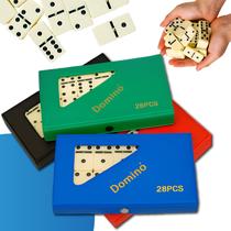 Domino De Osso 8mm 28 Peças Profissional Com Estojo Para Guarda Double Six Top