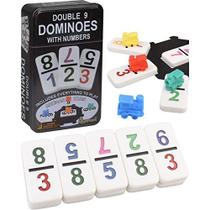 Dominó de Trem Mexicano Conjunto com Números, Novo 2022 - Conjunto de Dominó Duplo Nove para Adultos, Jogo de Tabuleiro Clássico, Dominó Numeral Duplo 9, Conjunto 55 Telhas Numéricas com Cubo em Caixa de Aço