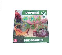 Dominó - Dinossauros/Unicórnio - 28Pçs - MDF - C/1 Peça 3D