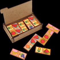 Dominó Divertido Frutas 28 Peças Madeira Com Caixa