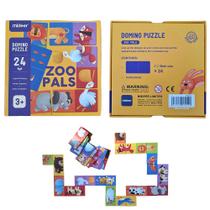 Dominó Divertido Infantil Zoo Bichos 2 em 1 Puzzle Animais Brinquedo Educativo Menino Menina 3 Anos