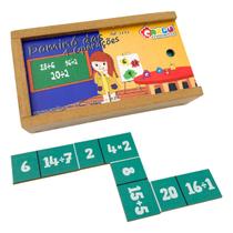Dominó Educativo 4 Operações Matemáticas Jogo Pedagógico Adição Subtração Multiplicação Divisão Madeira Carlu Brinquedos Infantil Criança 7 anos
