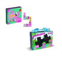 Dominó em Madeira +Quebra Cabeça Gigante-Flamingo- Algazarra