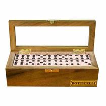Dominó Estojo de Madeira Maciça Tampa de Vidro Botticelli Dominó Estojo de Madeira Maciça Tampa de Vidro Botticelli