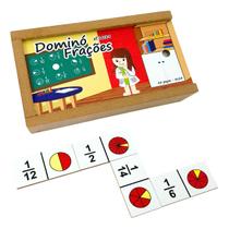 Dominó Frações Jogo Pedagógico Matemática Brinquedos Educativos de Madeira Infantil Escolar Carlu Criança 7 anos