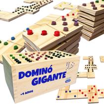 Dominó Gigante em Madeira 28pçs Brinquedo Educativo Jogo inclusão Alto Relevo Braille Infantil Idoso