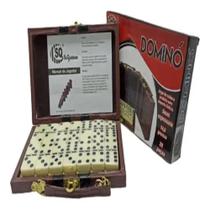 Dominó grande de osso com maleta couro com 28 peças luxo profissional Dominó grande de osso com maleta couro com 28 peças luxo profissional