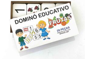 Dominó jogo educativo pedagógico mdf frutas 28pcs mega impress Dominó jogo educativo pedagógico mdf frutas 28pcs mega impress