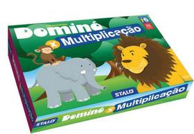 Domino Multiplicação Animais 28 pecas em madeira Stalo