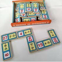 Domino Multiplicação brinquedo matemático educativos para aprender pedagógico tabuada madeira