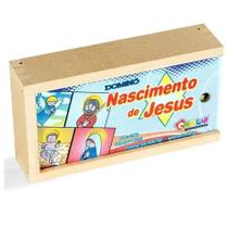 Dominó o nascimento de jesus 28 peças caixa de madeira