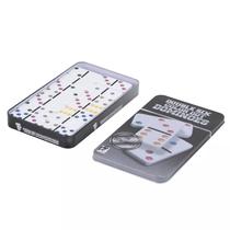 Dominó Osso Caixa de Metal Peças Coloridas Double Six Dominó Osso Caixa de Metal Peças Coloridas Double Six