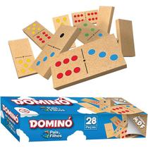 Domino pingos coloridos em madeira pais e filhos