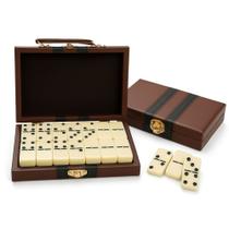 Dominó Profissional De Osso 28 Peças Com Maleta Luxo Couro Dominó Profissional De Osso 28 Peças Com Maleta Luxo Couro