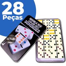Dominó Profissional De Osso Com Lata 28 Peças Double Six Linha Premium