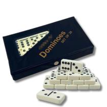 Dominó Profissional Osso Estojo 28 Peças Double Six Jogo 10mm Preto Dominó Profissional Osso Estojo 28 Peças Double Six Jogo 10mm Preto
