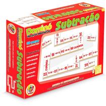 Dominó Subtração 28 Peças Em Madeira Junges Jogo Matemático Educativo Crianças +3 Anos