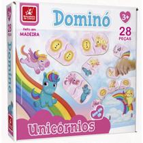 Dominó unicórnios arco-íris 3d 28 pç-brincadeira de criança