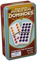 Dominoes Pressman Double 9 com 55 Jumbo Crystalline em estanho