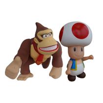 Donkey Kong e Toad - kit 2 bonecos grandes