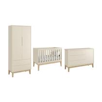 Dormitório Classic 2 Portas e Cômoda com Porta com Pés Madeira Natural - Reller Móveis Dormitório Classic 2 Portas e Cômoda com Porta com Pés Madeira Natural - Reller Móveis
