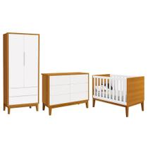 Dormitório Completo Infantil Classic 2 Portas, Cômoda 6 Gavetas e Berço com Pés Amadeirado - Reller Móveis Dormitório Completo Infantil Classic 2 Portas, Cômoda 6 Gavetas e Berço com Pés Amadeirado - Reller Móveis