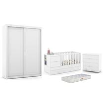 Dormitório Completo Infantil Tutto New 2 Portas de Correr, Cômoda 4 Gavetas, Berço Formare e Colchão D18 - Matic Móveis